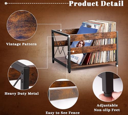 Brown Wooden Vinyl Record Storage Crate Z89307
