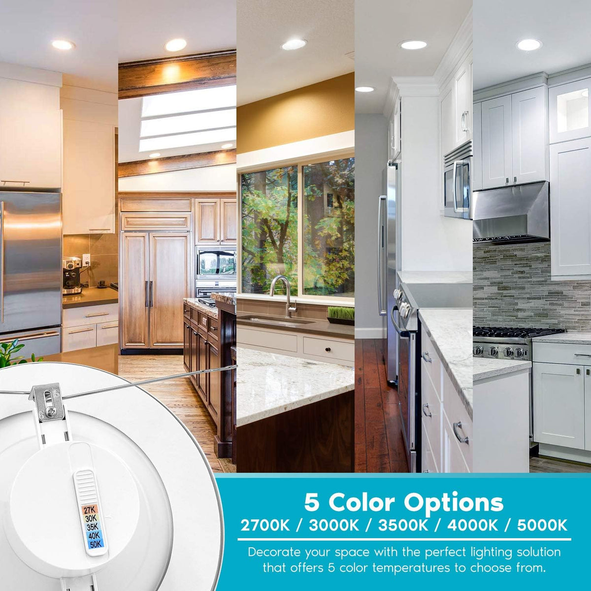 5/6 Inch LED Recessed Retrofit Downlight, 14W, Color Selectable, Dimmable, 12 Pack G759