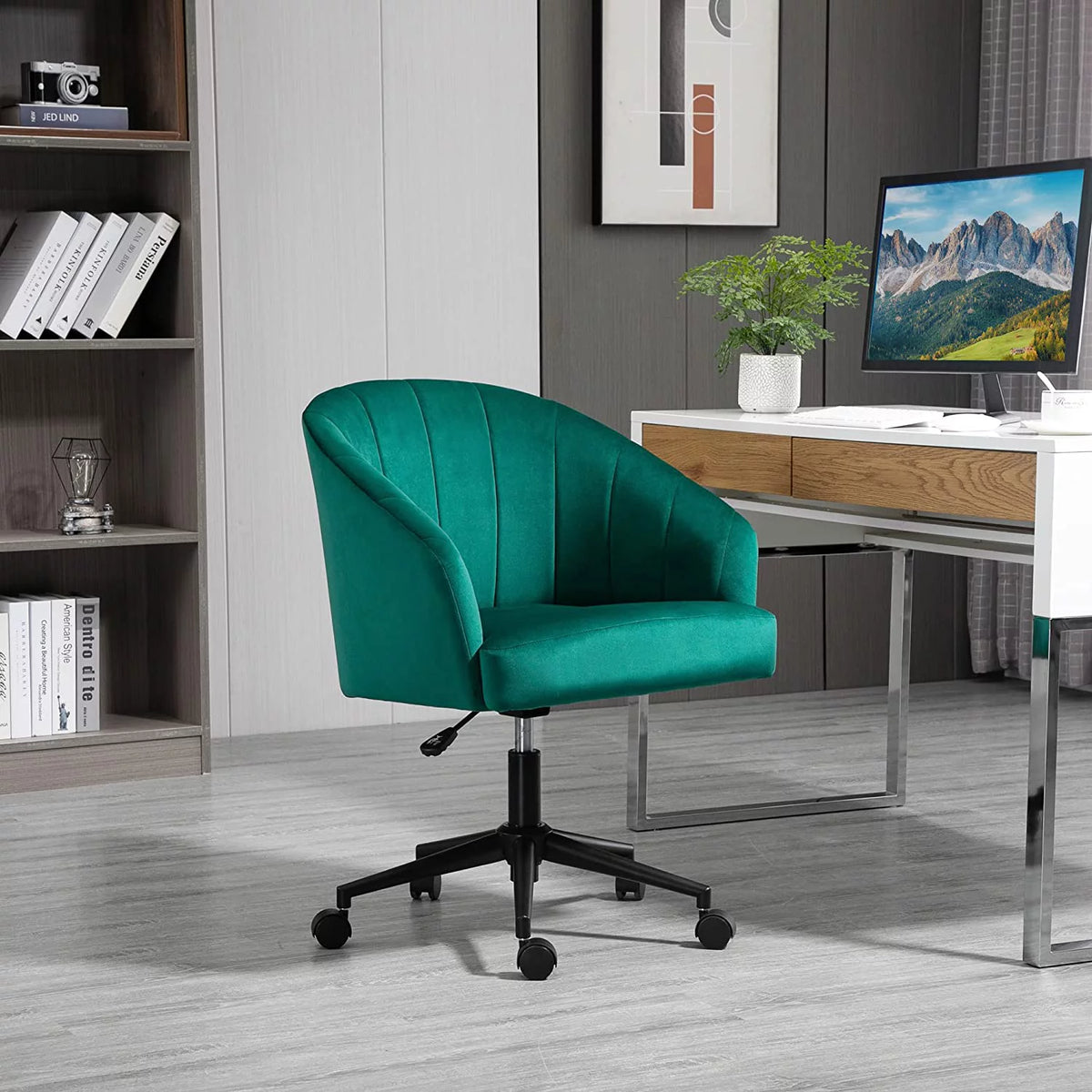 Green Fabric Swivel Desk Chair C878455