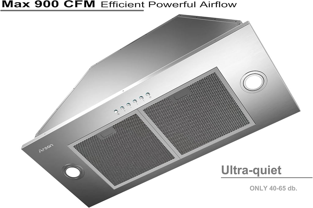 Stainless Steel Built-in Range Hood Insert 30, 900 CFM, 4 Speed, Aluminum Filters A3680