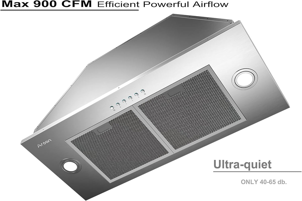 Stainless Steel Built-in Range Hood Insert 30, 900 CFM, 4 Speed, Aluminum Filters A3680