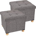 Gray Folding Storage Ottoman Cube 2 Packs V351