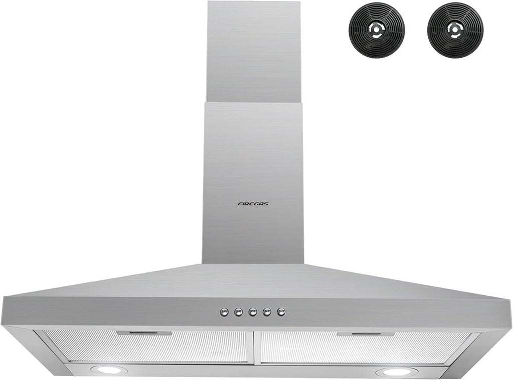 Stainless Steel Wall Mount Range Hood with 3 Speed Exhaust Fan and Aluminum Mesh Filters D972
