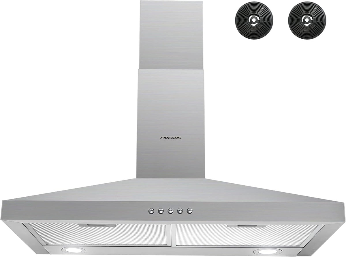 Stainless Steel Wall Mount Range Hood with 3 Speed Exhaust Fan and Aluminum Mesh Filters D972