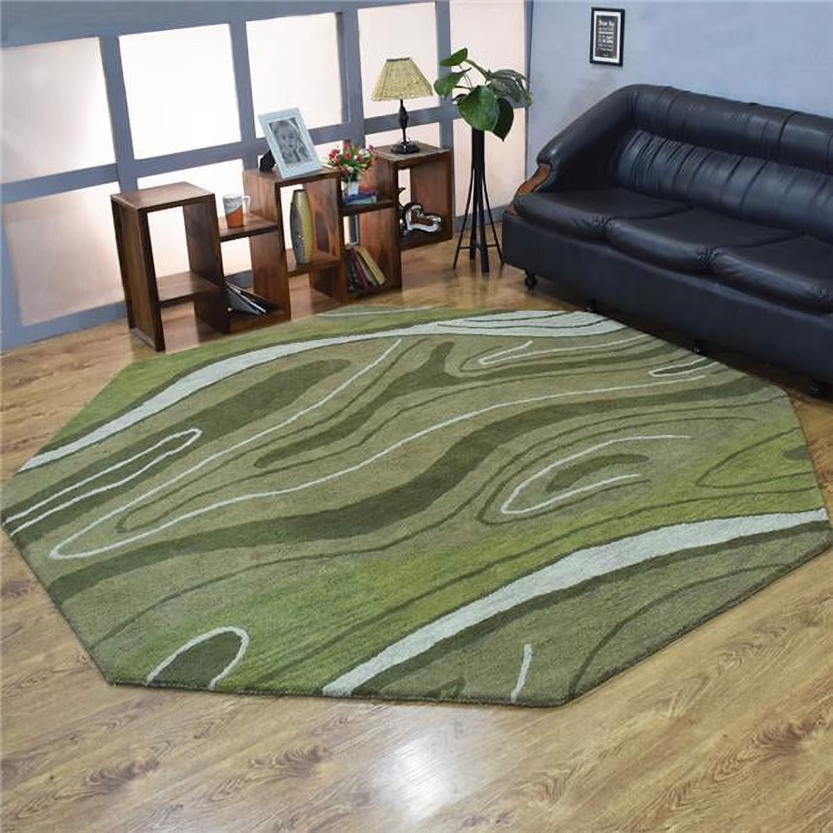 6 x 6 ft. Hand Tufted Wool Abstract Octagon Area Rug L4281