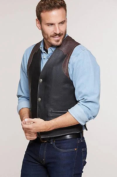 Bison Leather Vest with Concealed Carry Pockets D823
