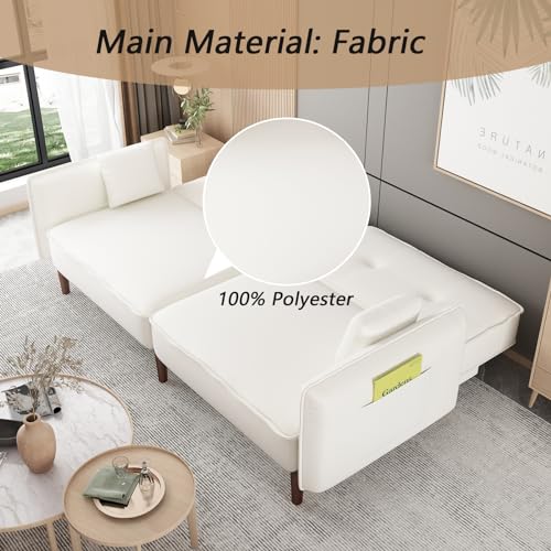 Pink Upholstered Convertible Futon Sofa Bed with 2 Pillows K5826