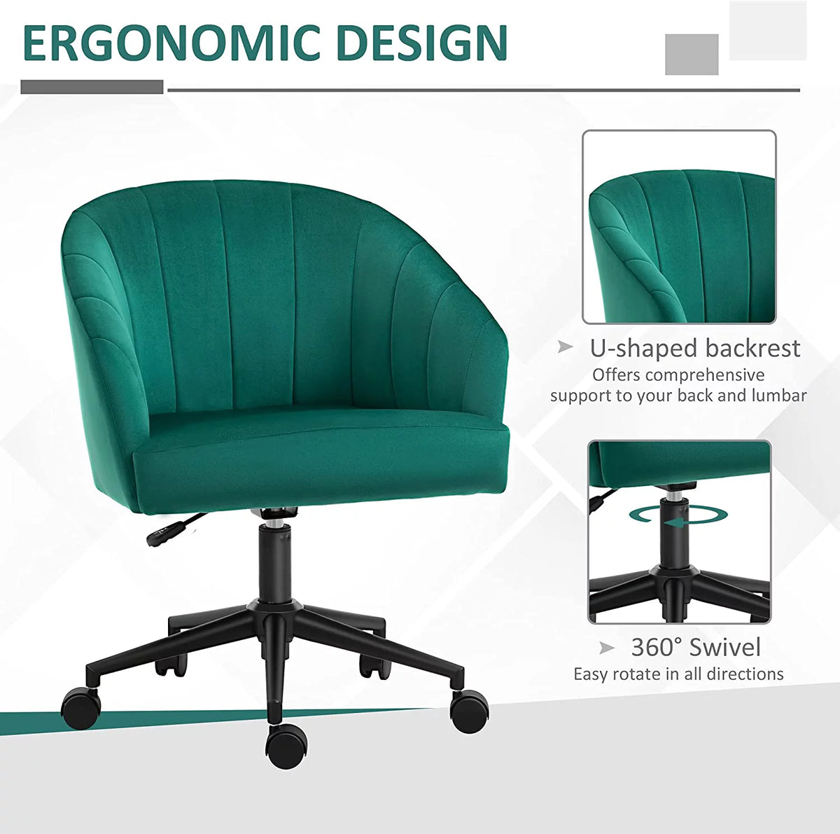 Green Fabric Swivel Desk Chair C878455