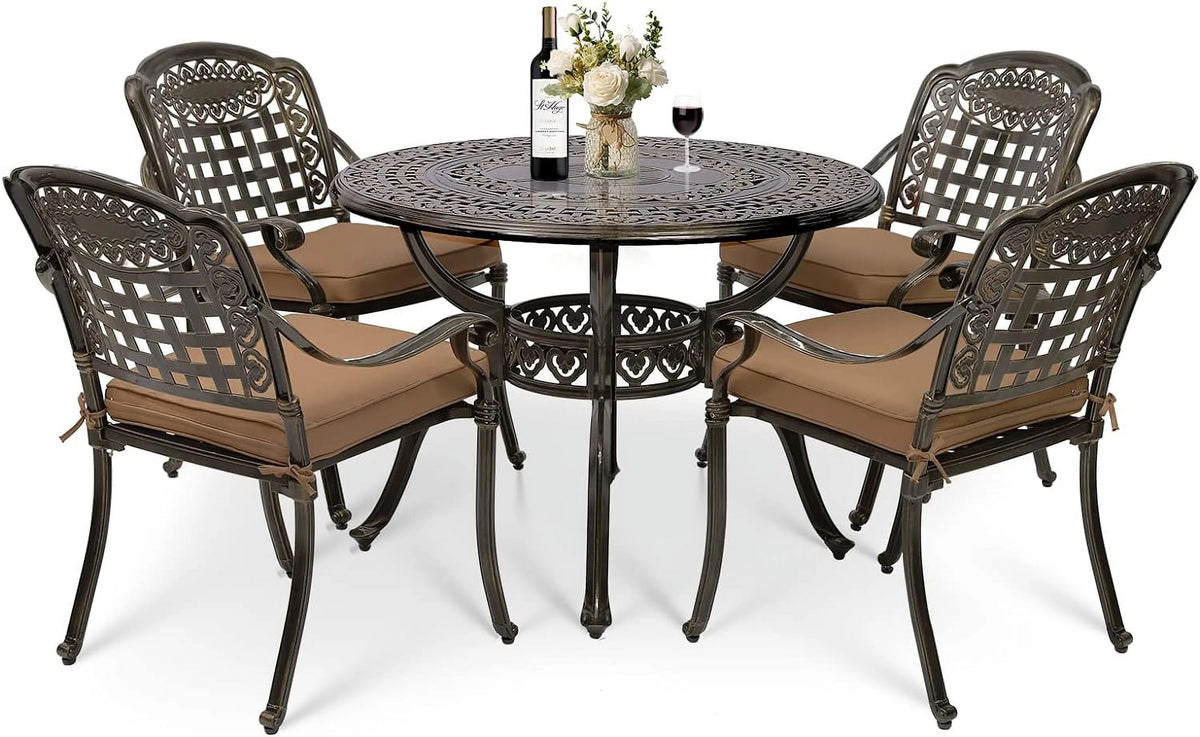 5 Piece All-Weather Cast Aluminum Patio Dining Set W827510