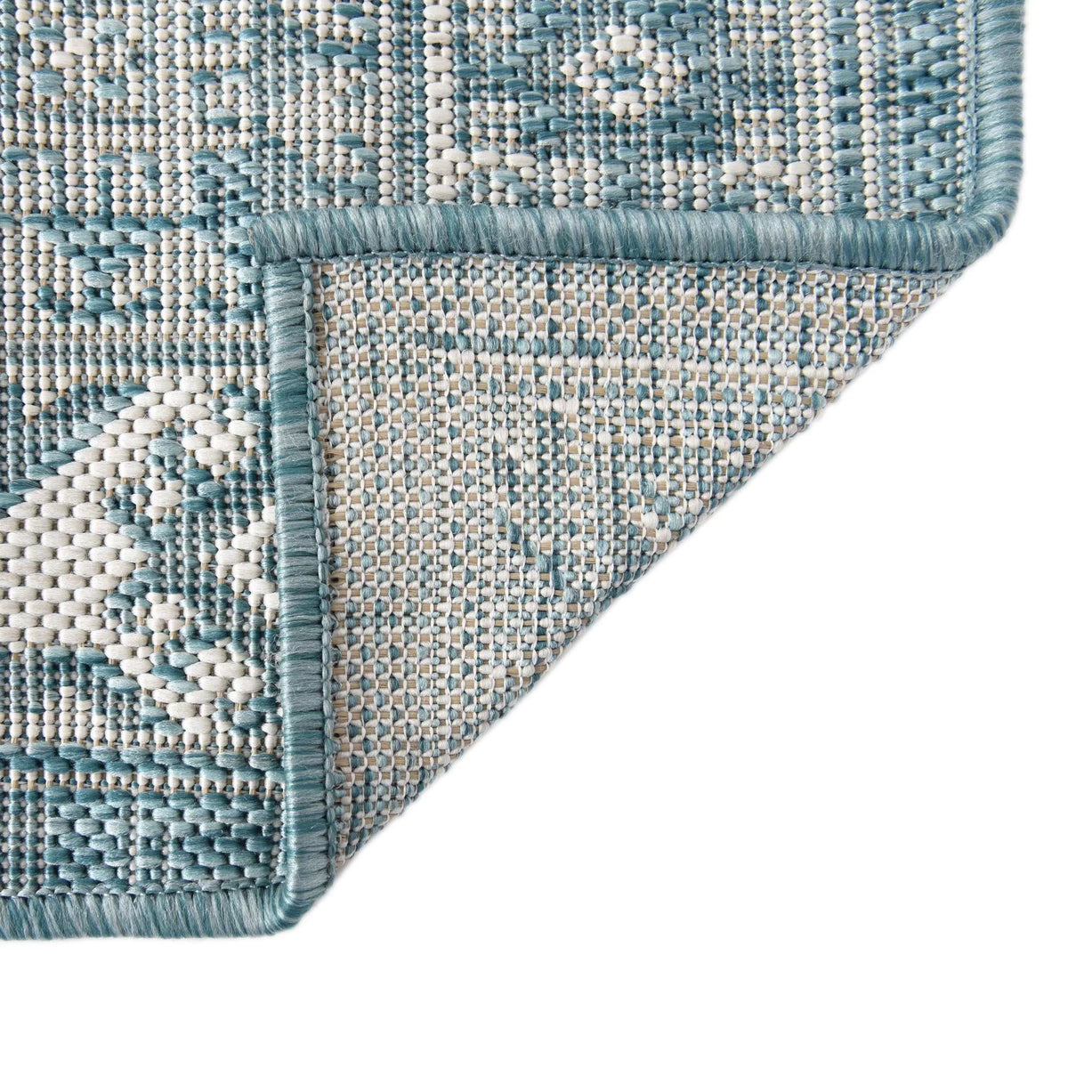 Aqua 6 Ft Runner Flatweave Rug S2420