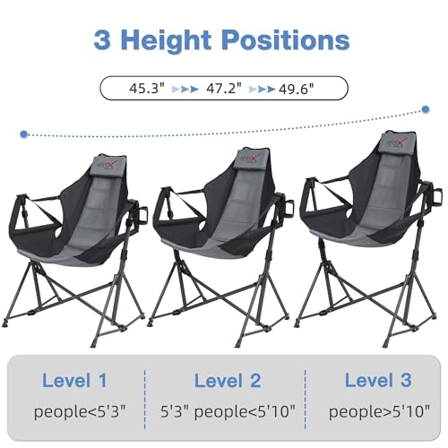 Black Folding Hammock Camping Chair with Cup Holder P5839
