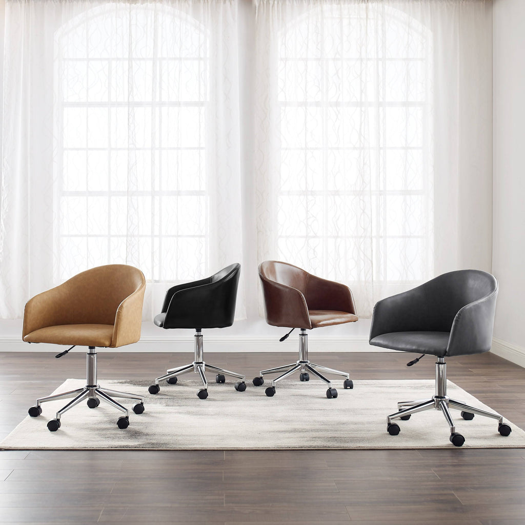 Gray Round Back Swivel Desk Chair with Caster Y2280