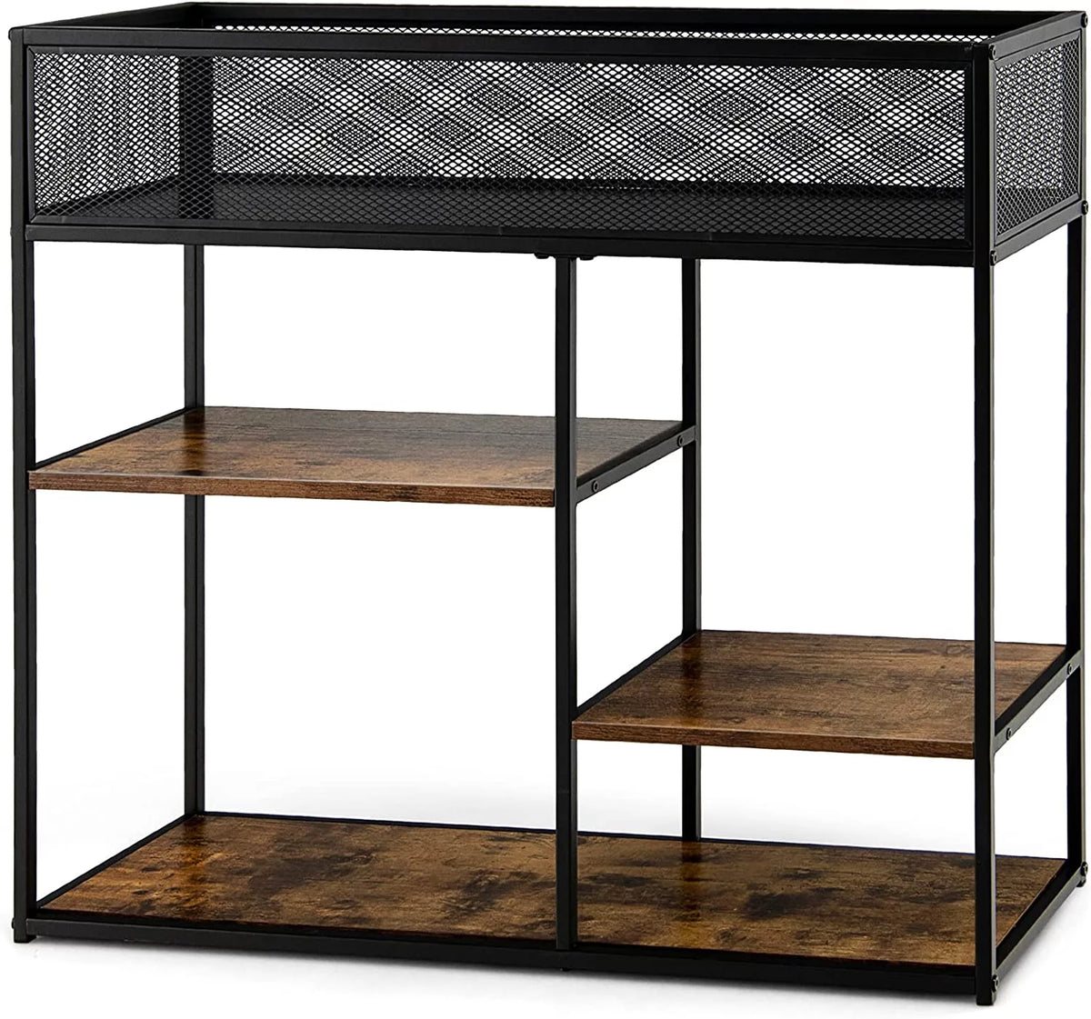 4-Tier Console Table with Wire Basket V422