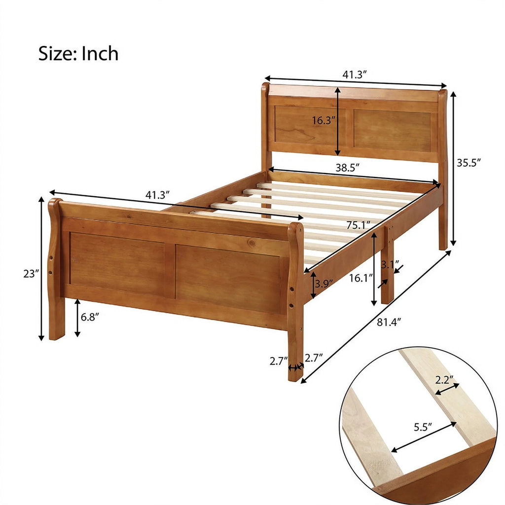 Wood Platform Bed Twin Bed Frame B130022