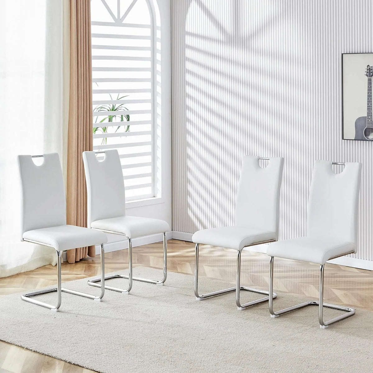 White 5 Piece Round Dining Table Set L5076