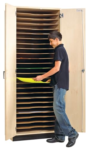 Maple Art Storage Cabinet with 25 Slots and 2 Locking Doors E100252