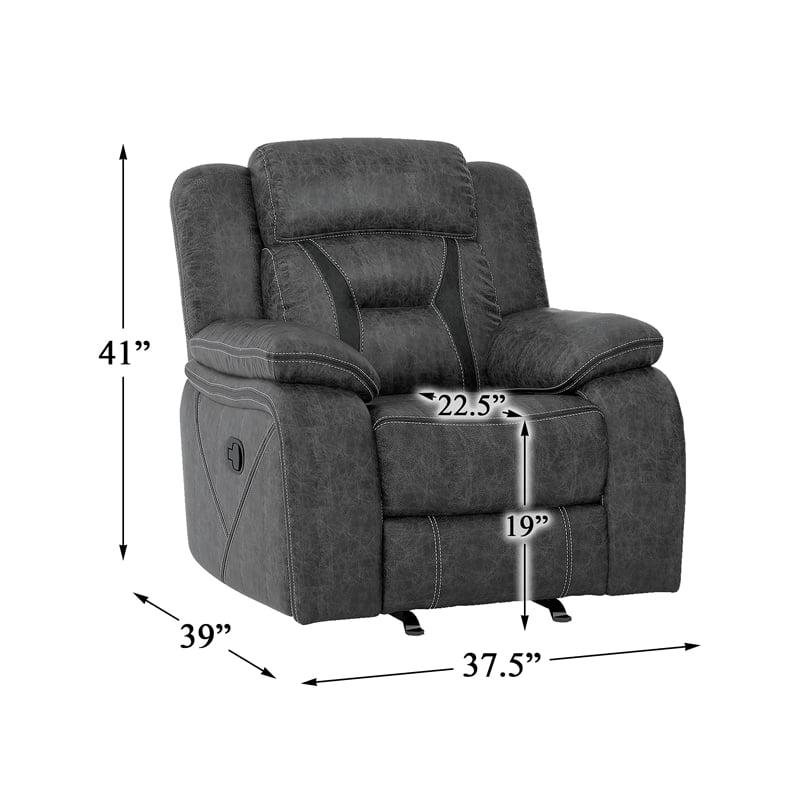 Gray Microfiber Glider Reclining Chair M6619