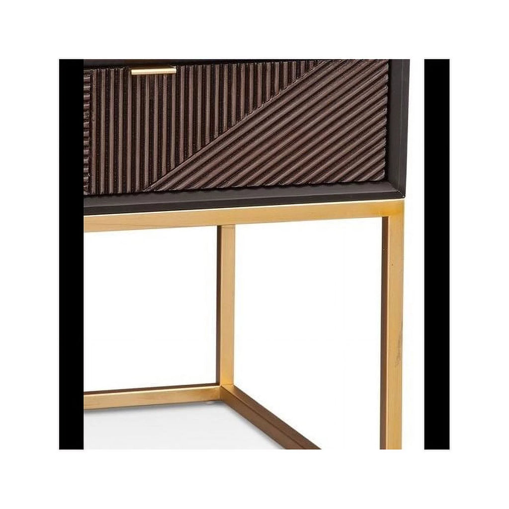 Black Wood and Metal Rectangular End Table S92691