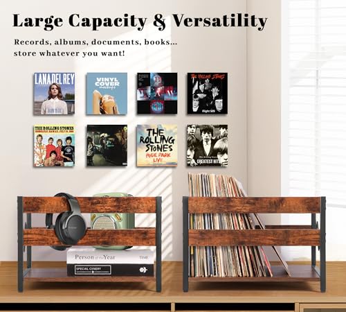 Brown Wooden Vinyl Record Storage Crate Z89307