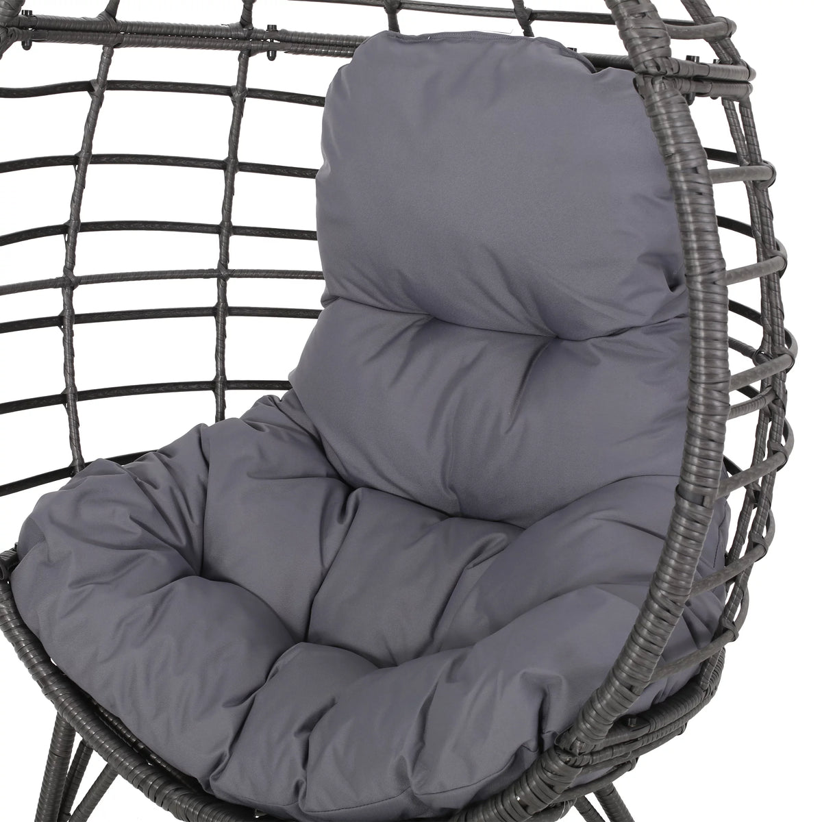 Outdoor Wicker Teardrop Chair in Gray and Dark Gray A171881