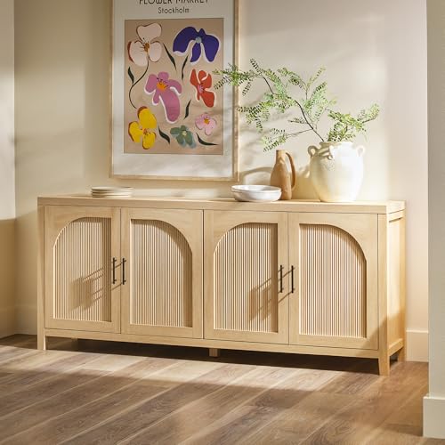 70 Inch Coastal Oak 4-Door Sideboard Buffet N95138