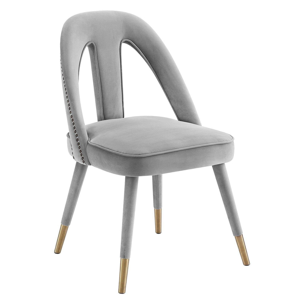 Light Grey Velvet Dining Chair with Gold Tipped Legs C208586