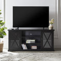 Black TV Stand with Storage Adjustable Shelves G558