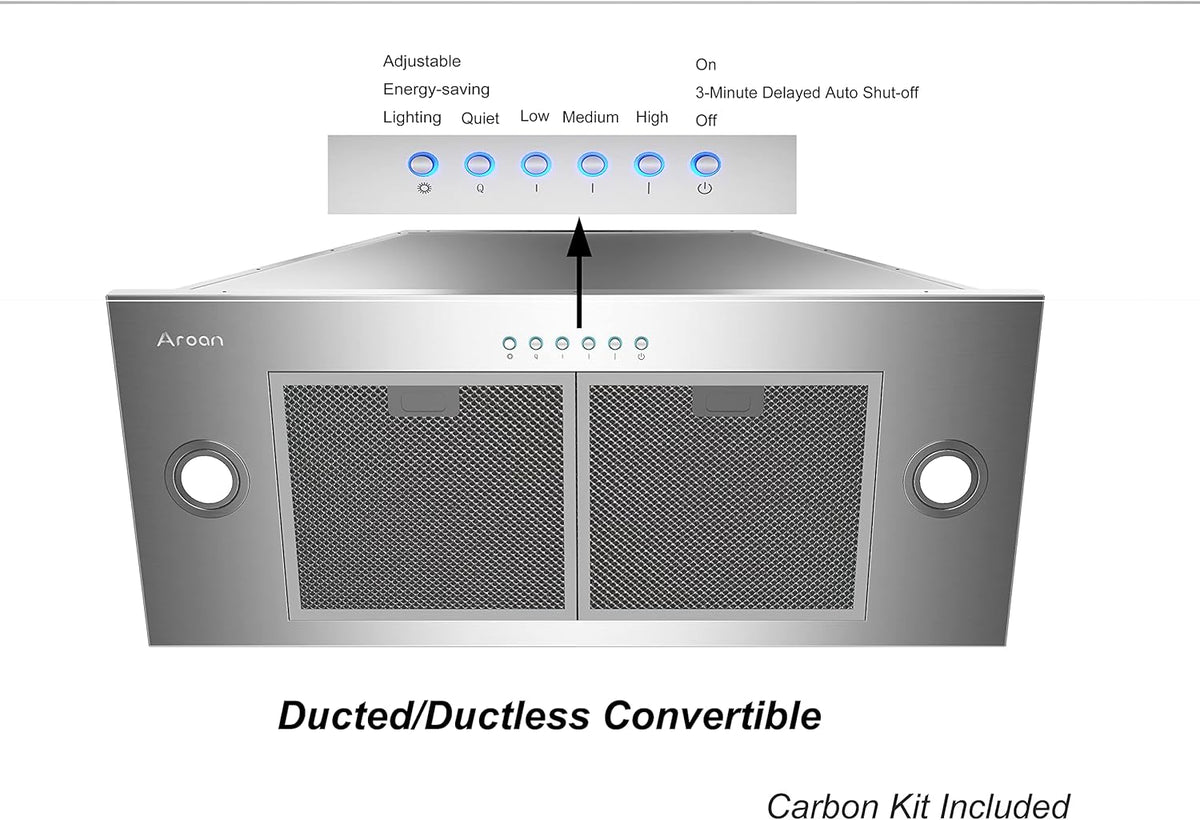 Stainless Steel Built-in Range Hood Insert 30, 900 CFM, 4 Speed, Aluminum Filters A3680