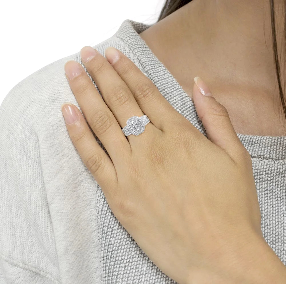 14K White Gold Diamond Cluster Ring V803