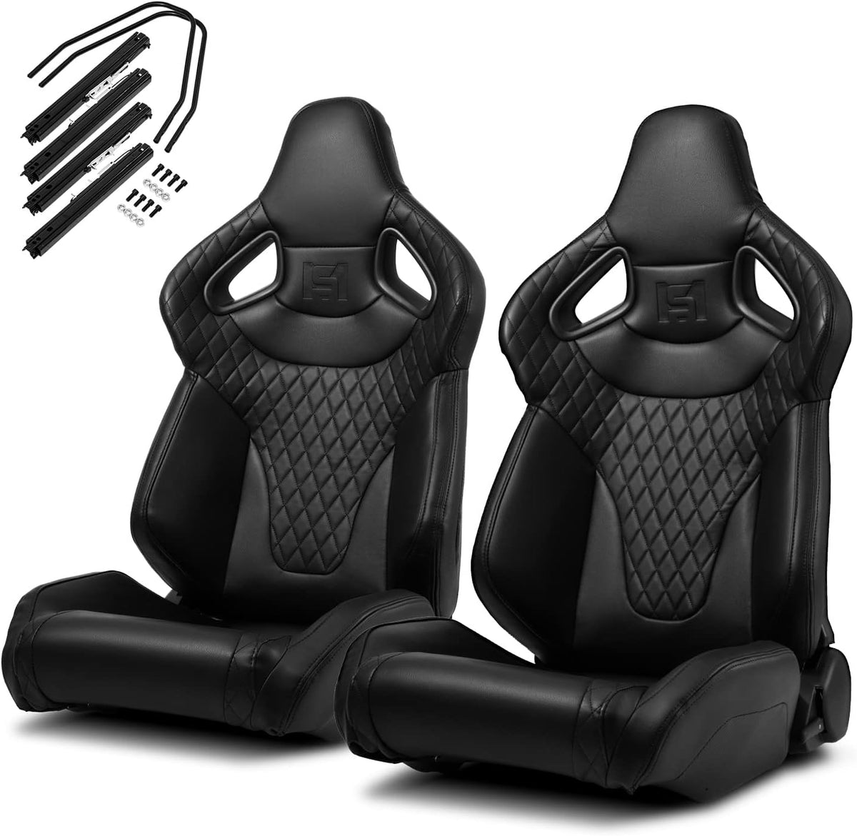 Black PVC Racing Seats with Slider Q667542
