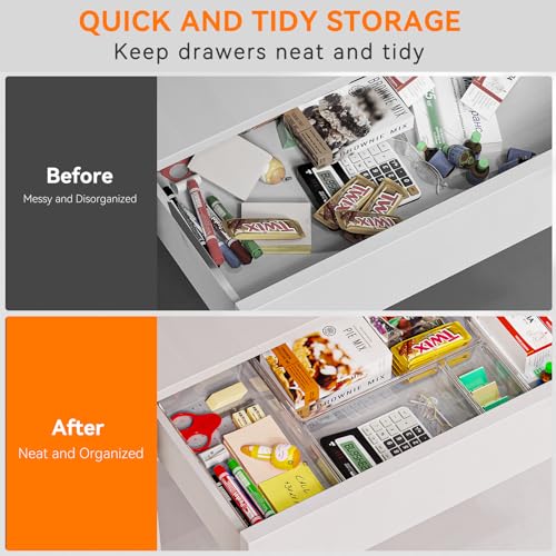 26 Pack Clear Plastic Drawer Organizer Bins K83125