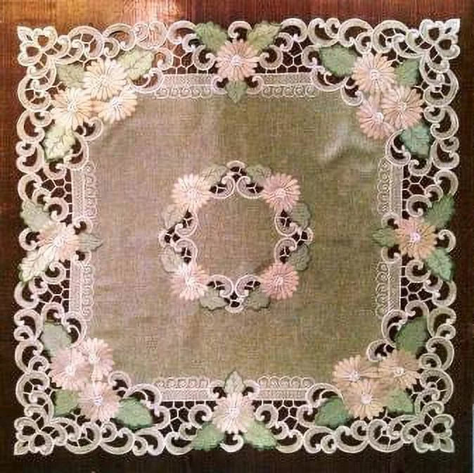 Square Embroidered Tablecloth or Table Topper 34 inches P771119
