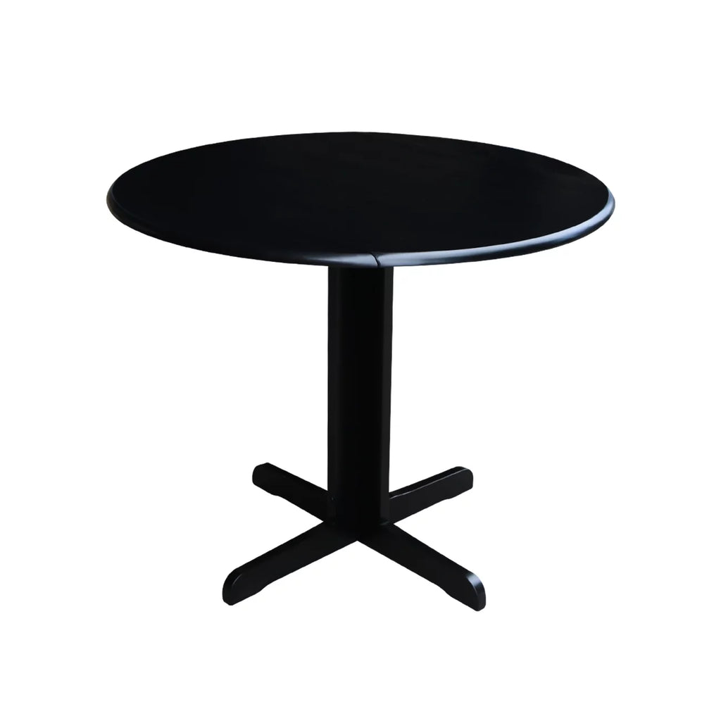 36 inch Dual Drop Leaf Dining Table with Two X-back Chairs in Black Z3579