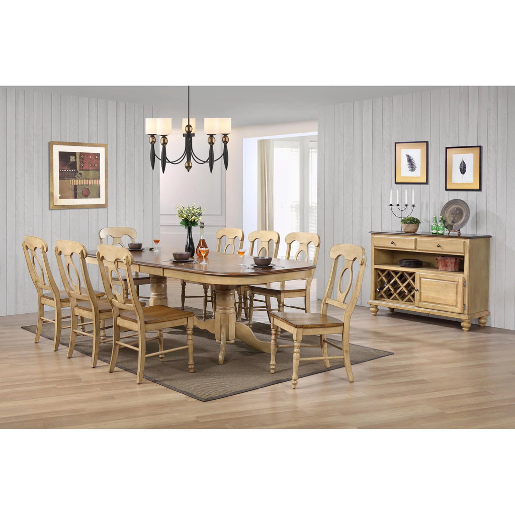 96" Double Pedestal Extendable Wood Dining Table Y643