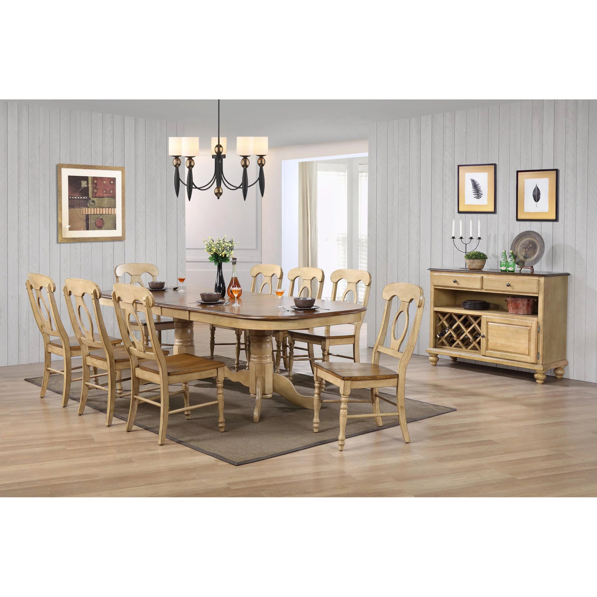 96" Double Pedestal Extendable Wood Dining Table Y643
