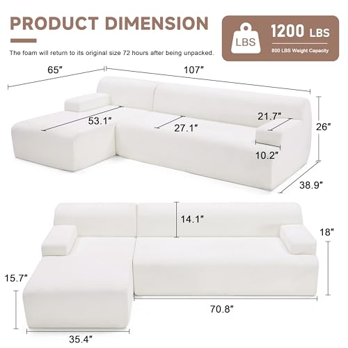 107" Modular Sectional Sofa with Chaise, Beige D63571