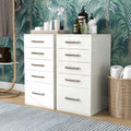 White 5-Drawer Wood Vanity Dresser Set of 2 O82480