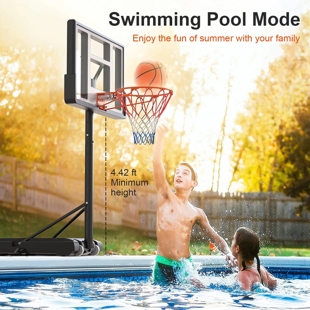 Height Adjustable Portable Basketball Hoop with Shatterproof PVC Backboard and 18 Rim E8090