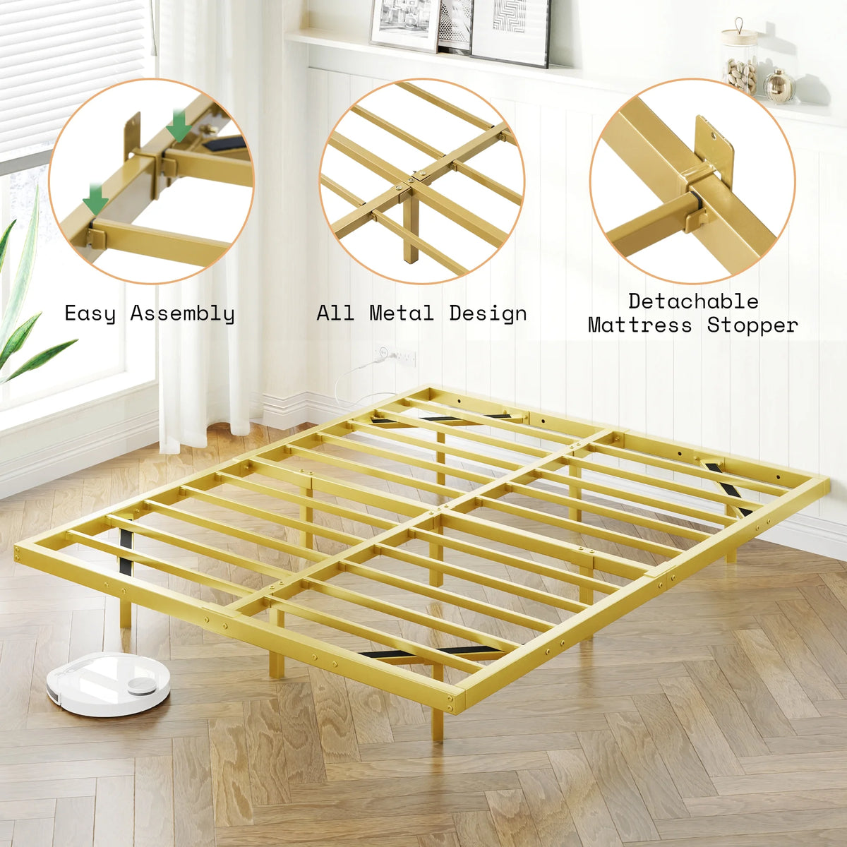 Queen Size LED Metal Platform Bed Frame Q66376