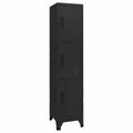 Black Steel Locker Cabinet with 3 Lockable Doors E322