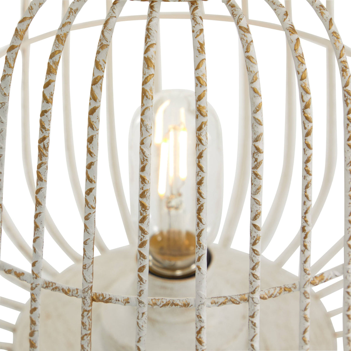White Metal Caged Lantern U7496