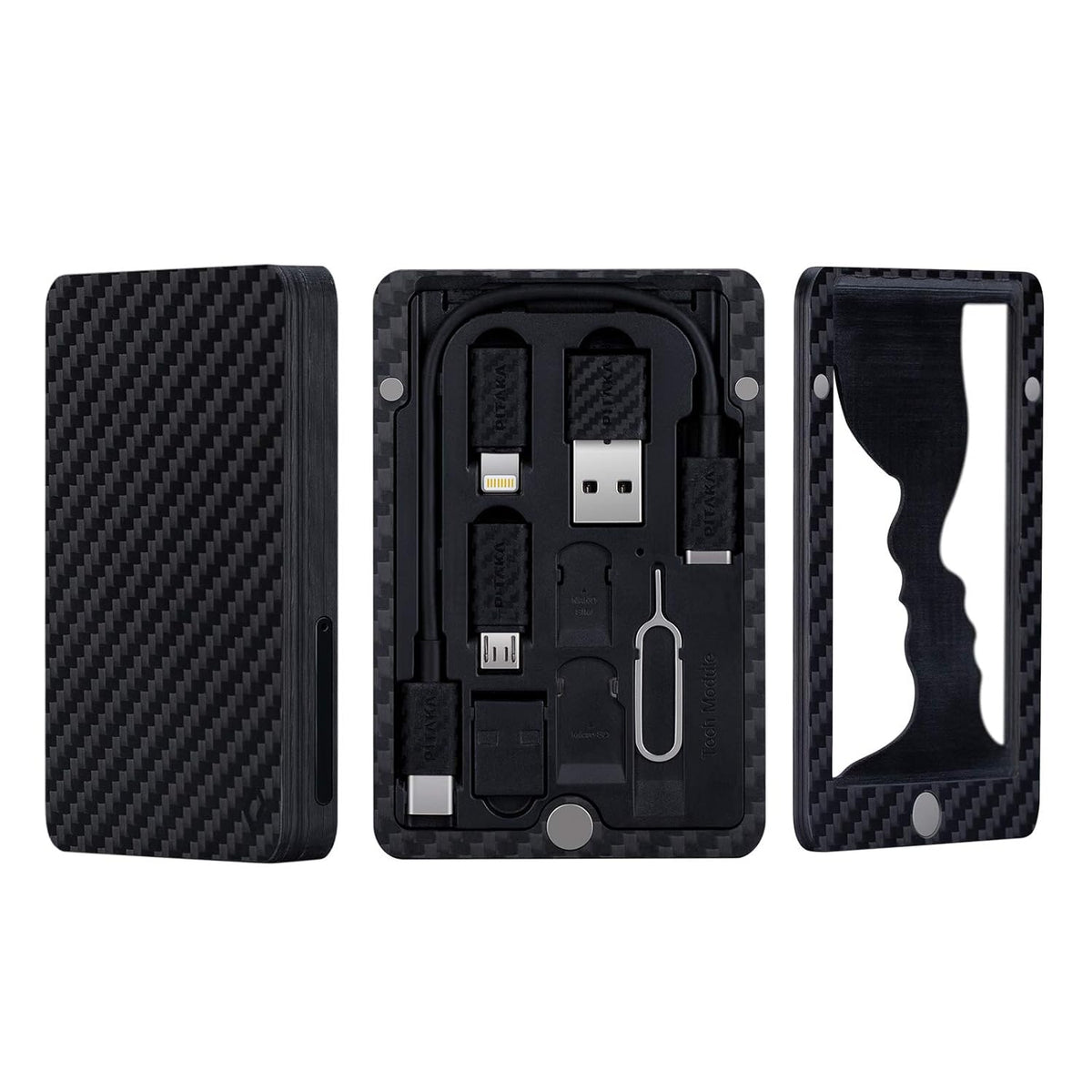 Carbon Fiber Modular Portable Electronic Tool Kit with Type-C Cable Adapters and SD Card Reader G71472