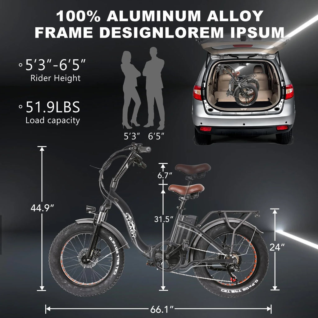 20" x4.0 Fat Tire 500W 48V/12Ah Removable Battery Electric Bike D318964