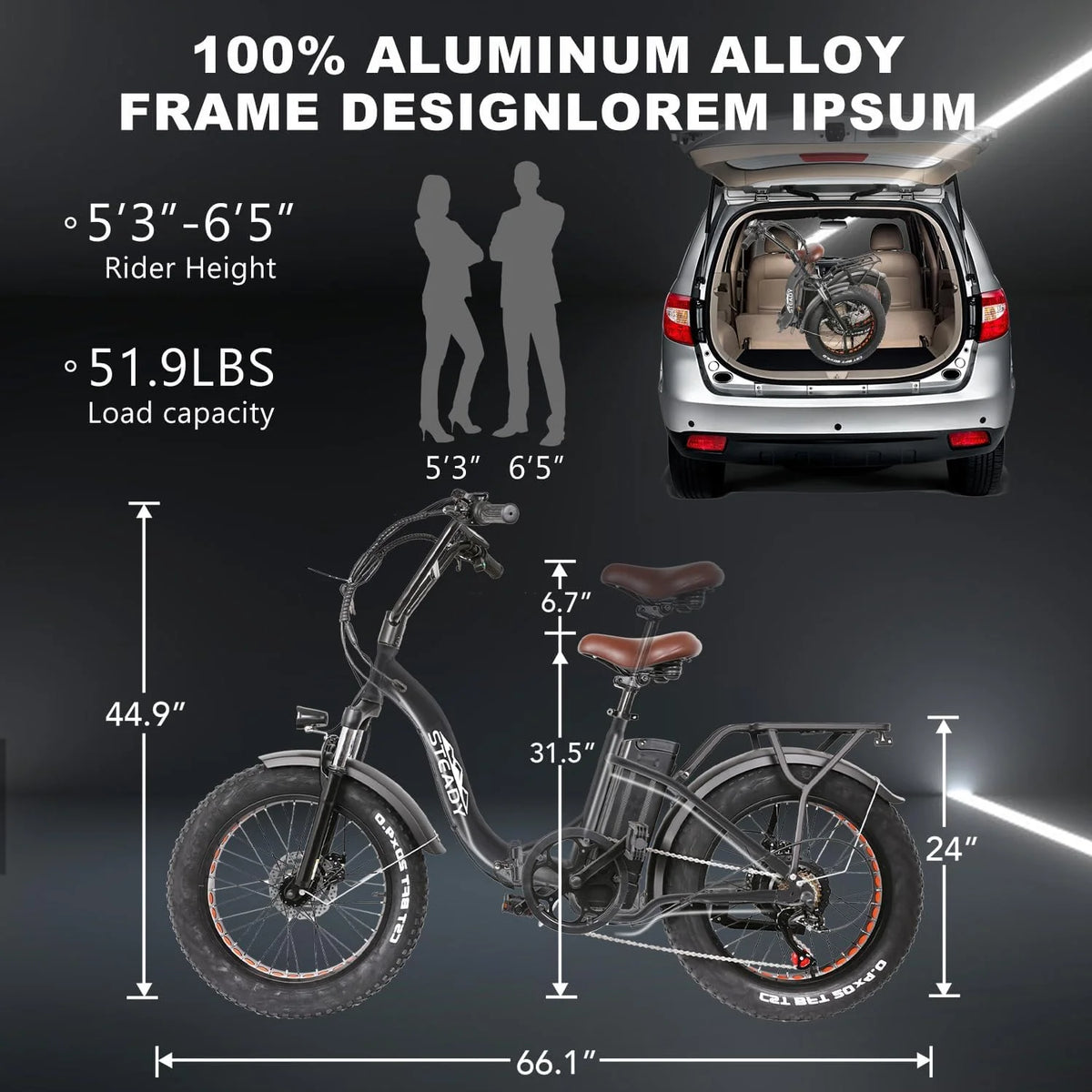 20" x4.0 Fat Tire 500W 48V/12Ah Removable Battery Electric Bike D318964