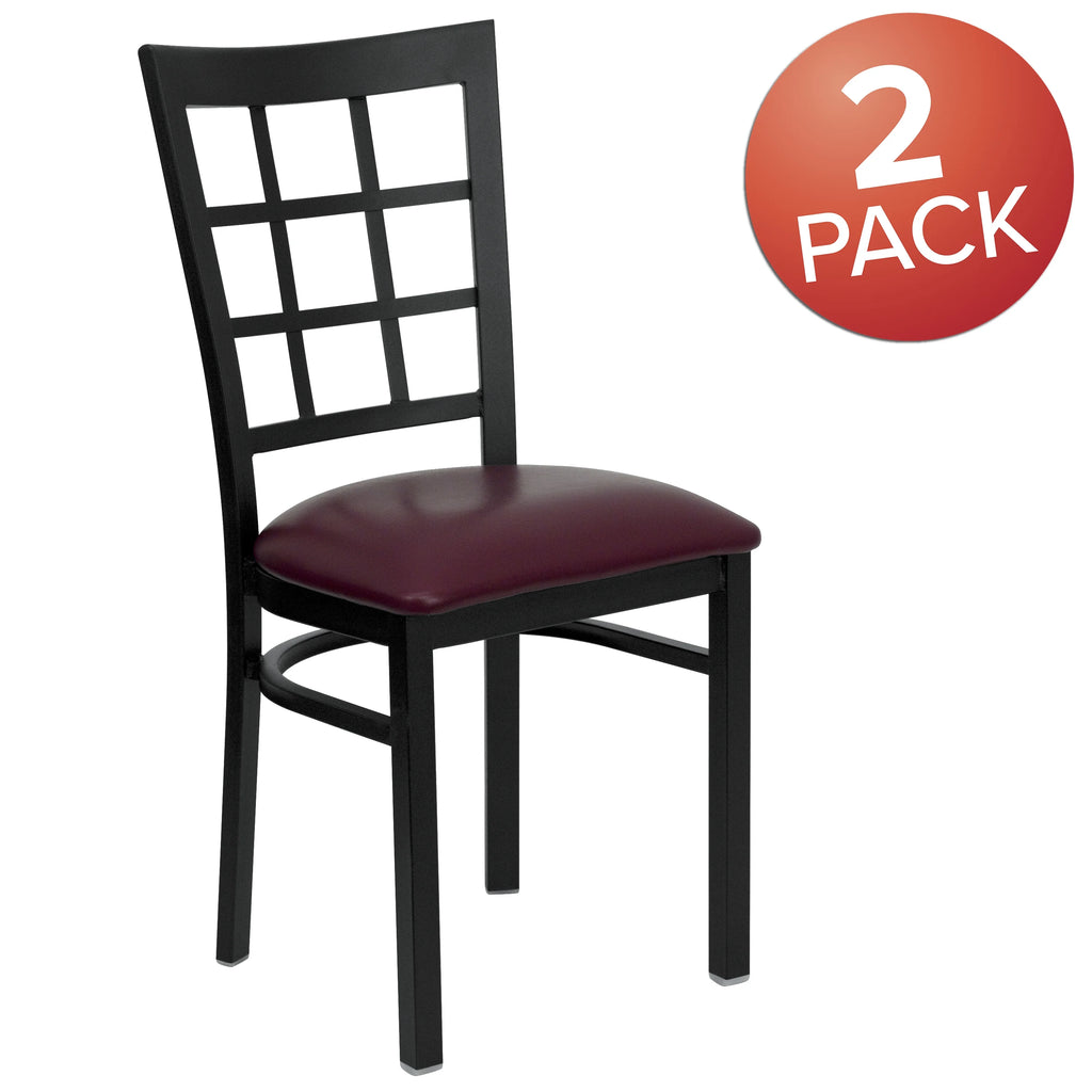 Burgundy Vinyl Seat Metal Restaurant Chair G2582