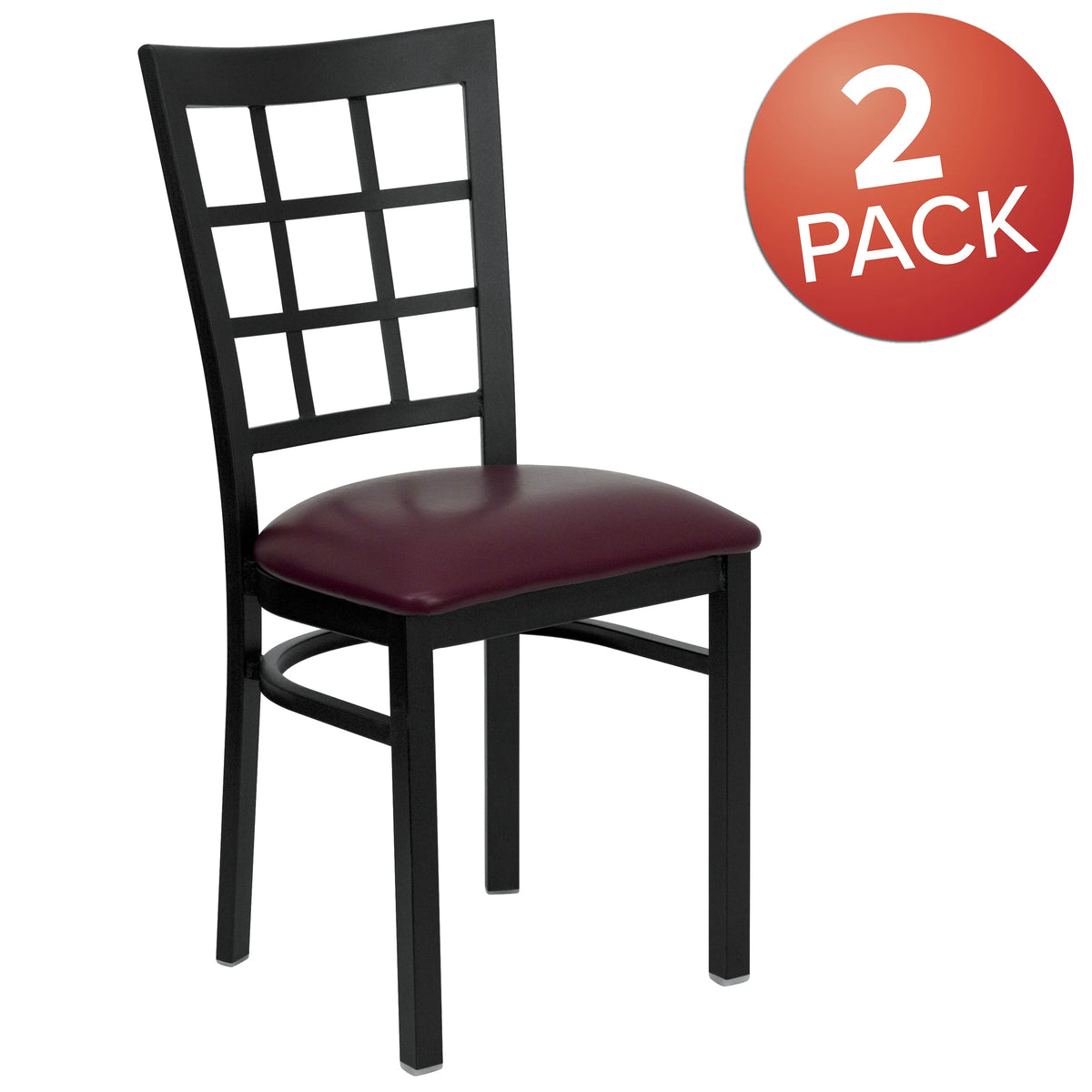 Burgundy Vinyl Seat Metal Restaurant Chair G2582