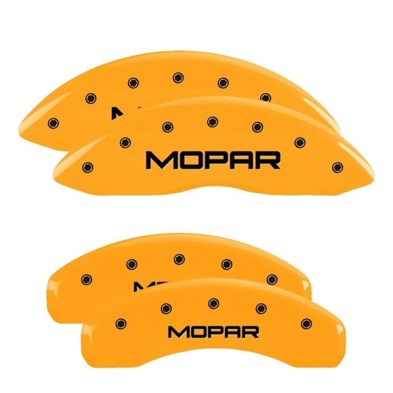 4 Caliper Covers Black Char Mopar Yellow Finish N66343