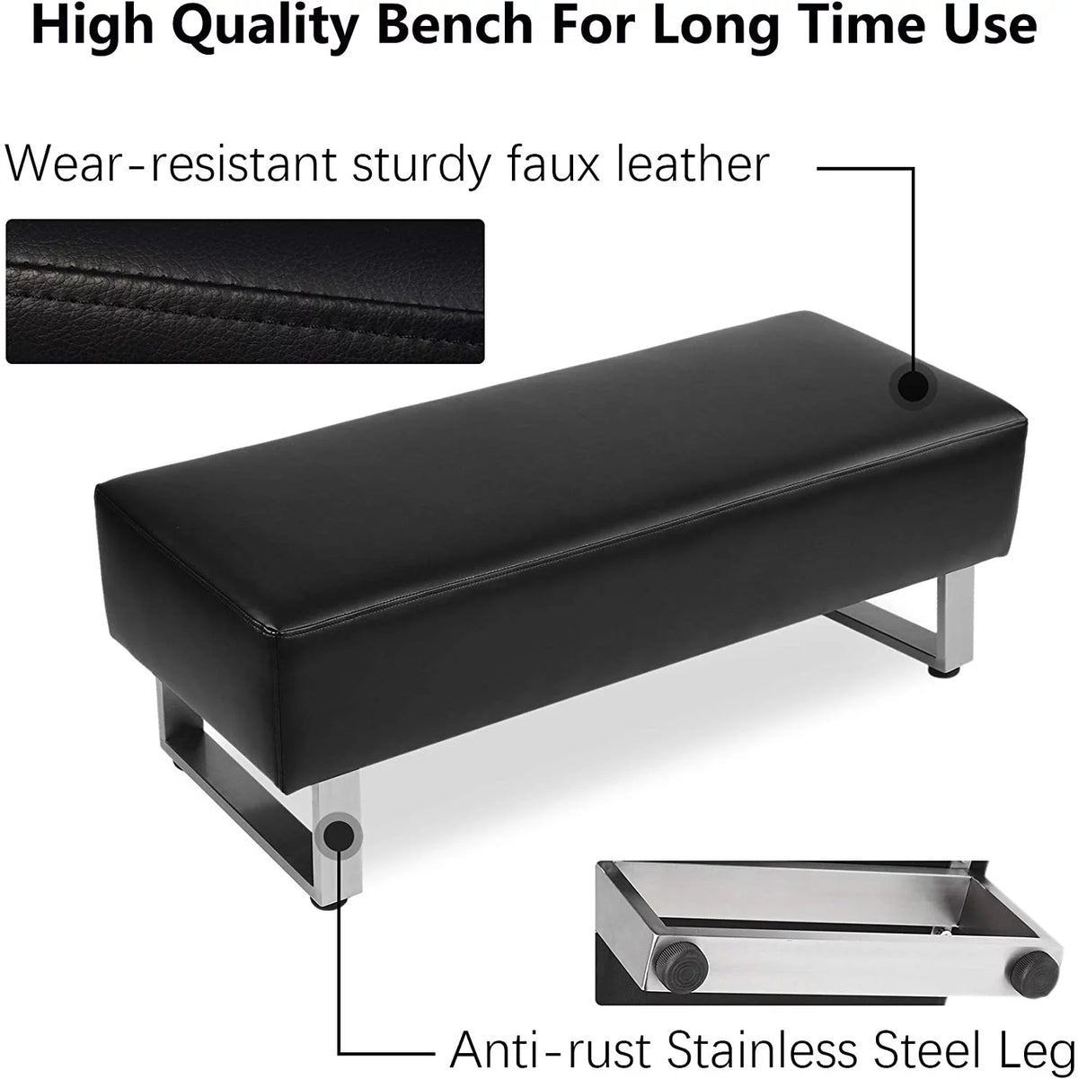Black Faux Leather Upholstered Dining Bench Z196