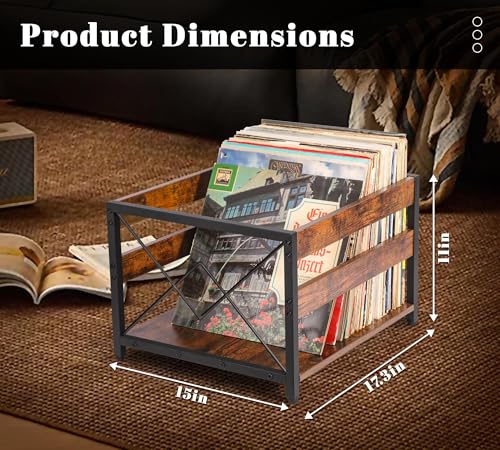 Brown Wooden Vinyl Record Storage Crate Z89307