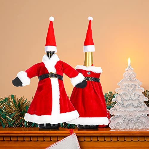 2 Sets Christmas Wine Bottle Covers and Mini Santa Hats M2727